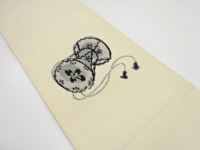 JAPANESE KIMONO / ANTIQUE FUKURO OBI / WOVEN DRUM PATTERN